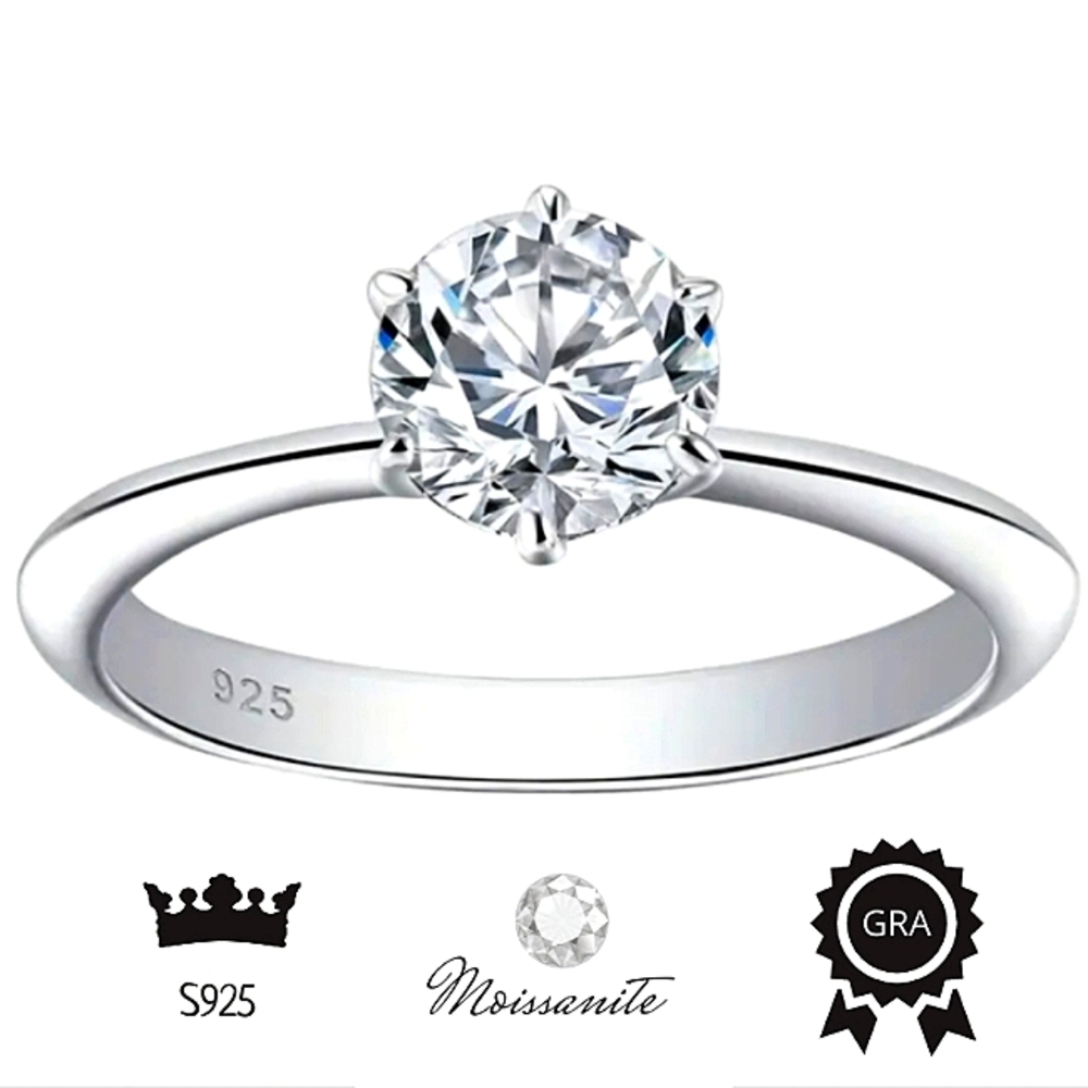 *Certified 2ct VVS1 D Color Solitaire Moissanite DIA 18K Gold over Sterling